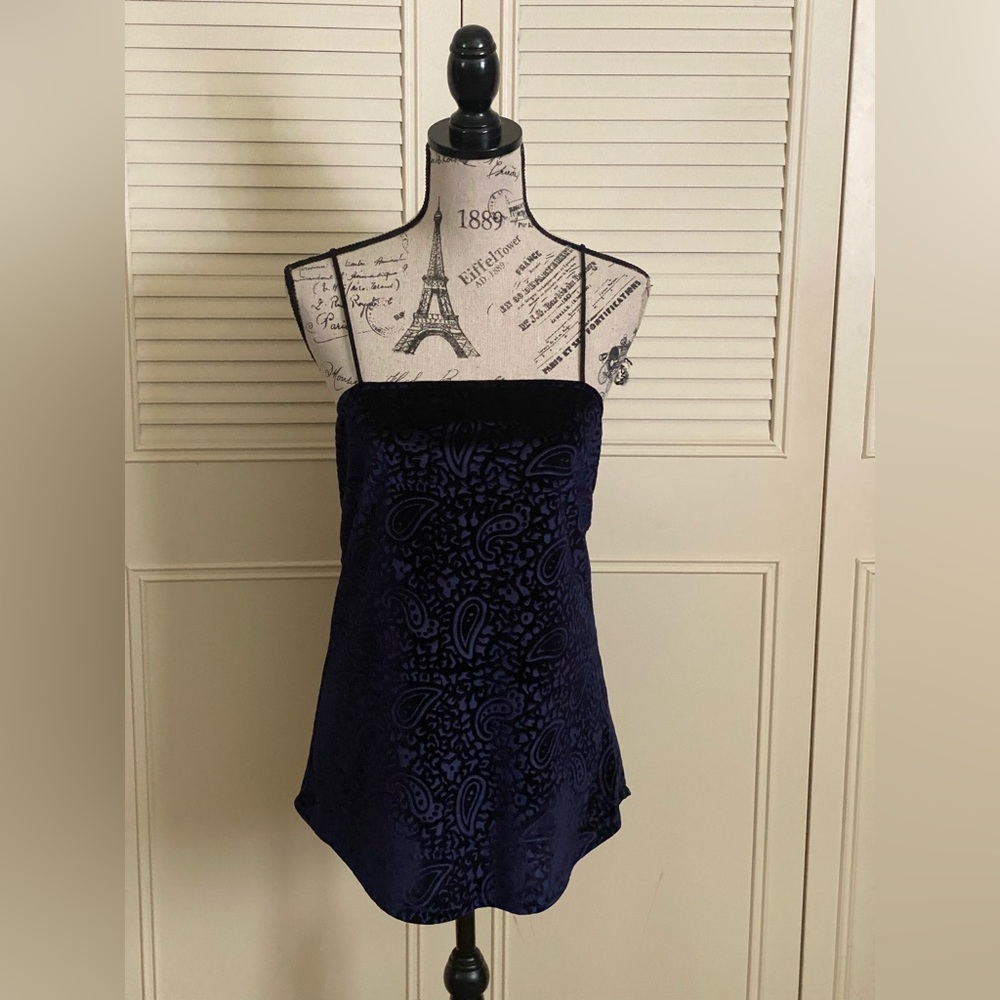 Ecote navy blue paisley velvet tunic tank top dress urban outfitters